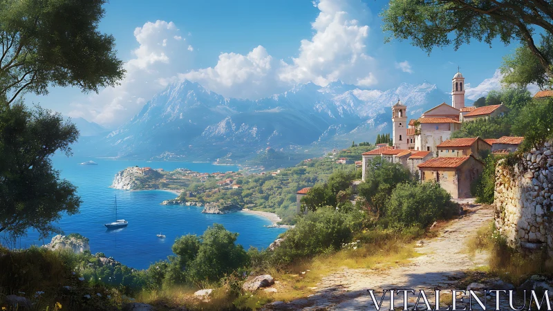 Mediterranean Sanctuary: Where Stone Chapels Kiss Alpine Peaks.