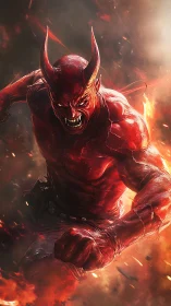 Infernal horned sprinter in high-energy pyrogenic motion field.