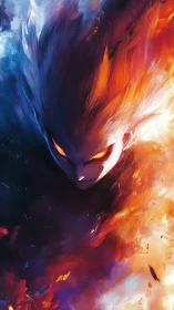 Elemental specter emerging through raging fire and ice storm.