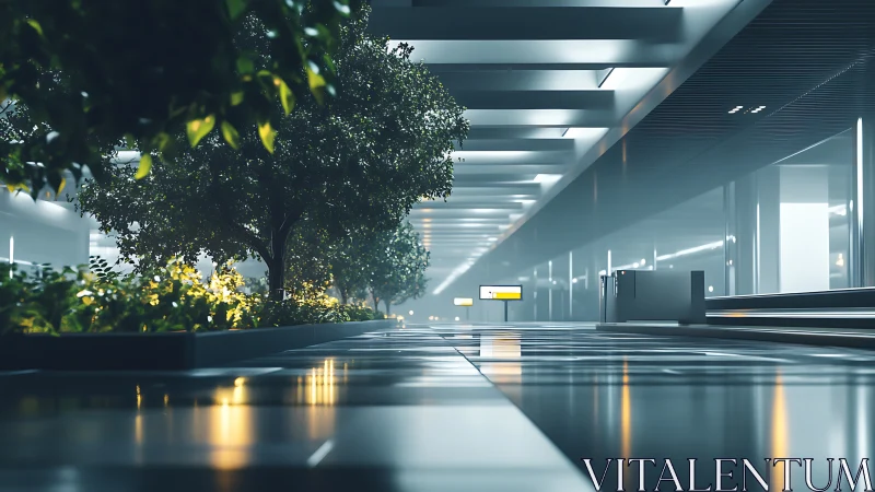 Modern Airport Terminal Sanctuary Where Verdant Oasis Meets Glass Architecture.