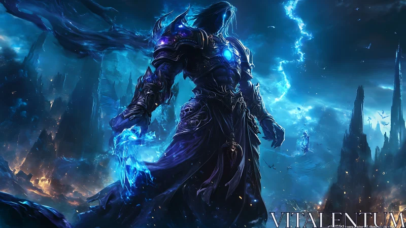 Stormforged void warlord strides through shattered heavens.