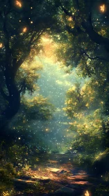 Luminescent Forest Canopy with Atmospheric Light Diffusion and Particle Effects