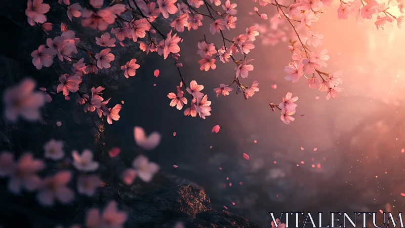 Three-dimensional Cherry Blossom Clusters Rendered with Volumetric Particle Suspension