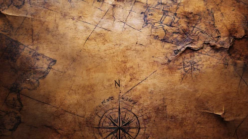 Weathered nautical parchment with compass rose topology.