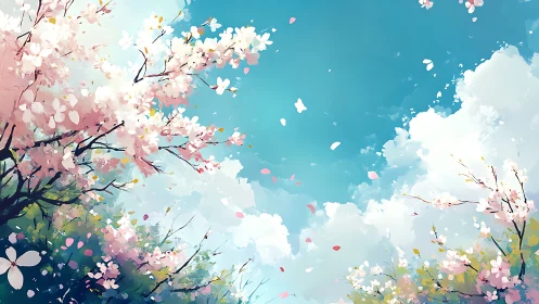 Digital rendering depicts cherry blossoms against blue sky