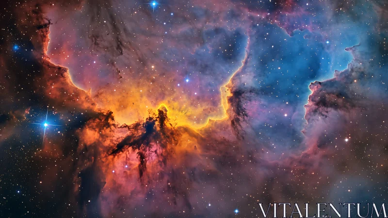 Ionized cosmic nebula with vibrant bicolor emission field.