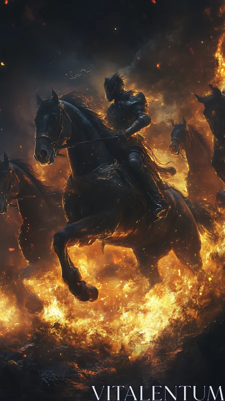 Dark Knight Rider Emerges Through Inferno Flames