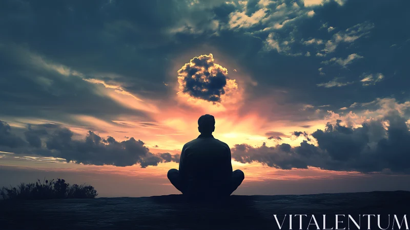 Solitary dreamer stitches sunset light into quiet thought