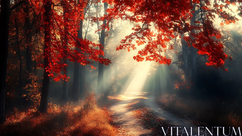 Crimson Canopy: Where Autumn's Glow Meets Sacred Light.