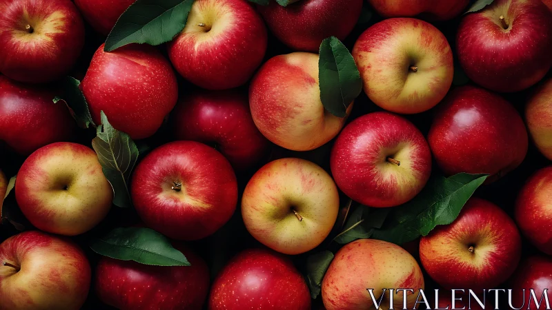 Crimson orchard chorus of freshly picked apples in bloom.