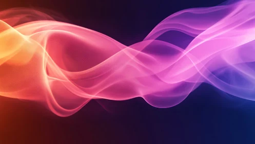 Abstract neon light waves flow across a dark gradient background