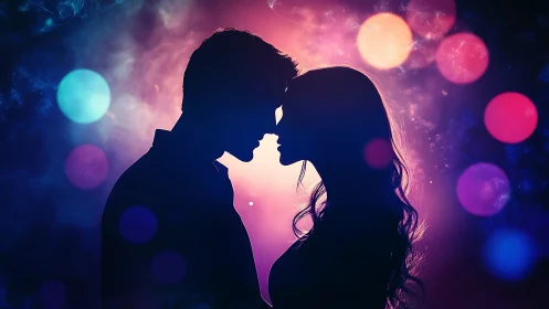 Silhouettes Collide Where Neon Dreams Kiss the Night