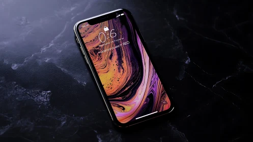 iPhone XS Max Glowing Lock Screen in Marble Darkness