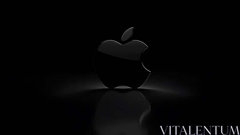 Apple Logo 3D Render Black Glass.