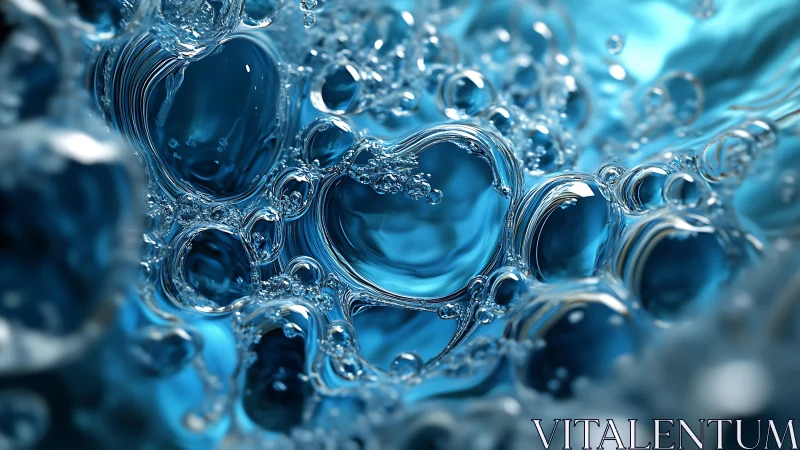 Shimmering blue bubbles swirling in a gentle liquid dream.