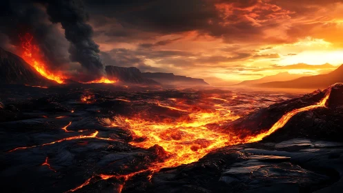 Dramatic Volcanic Eruption Engulfs the Landscape