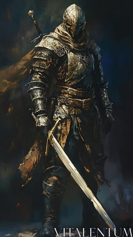 Shadows cling while a battle-scarred knight guards forgotten oaths