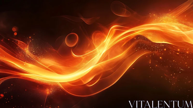 Vivid Abstract Fiery Wave with Glowing Orange Light Effects.