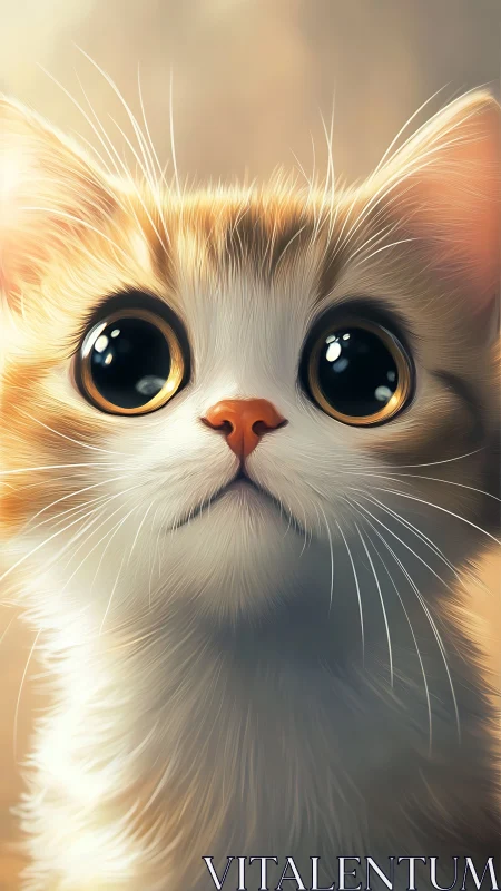 Adorable Cat with Large Golden Eyes Gazing Forward