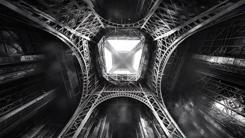Eiffel Tower's Geometric Heart: Skyward Symmetry in Steel.