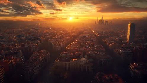 Sunlit avenues stretch toward distant futuristic towers.