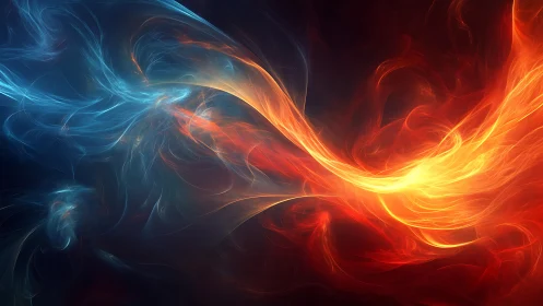 Fluid Waves Colliding: Cyan and Gold Energy Flow.