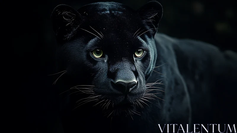 Black Panther's Piercing Gaze Emerges from Darkness.