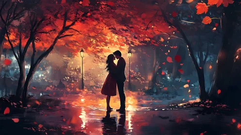 A Love Story Glowing in Autumn's Fiery Embrace.