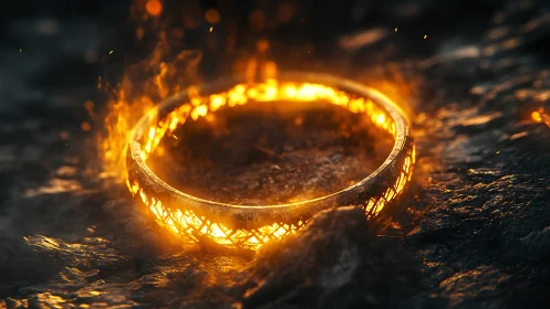 Glowing Ring in Fire and Embers