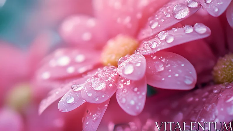 Pink petals wear crystal jewelry after the rain
