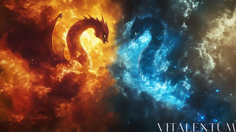 Cosmic Fire and Ice Dragons in a Stellar Showdown.