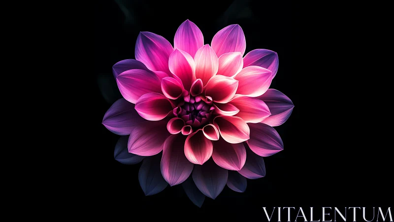 Radiant Dahlia Bloom Against Dark Background.