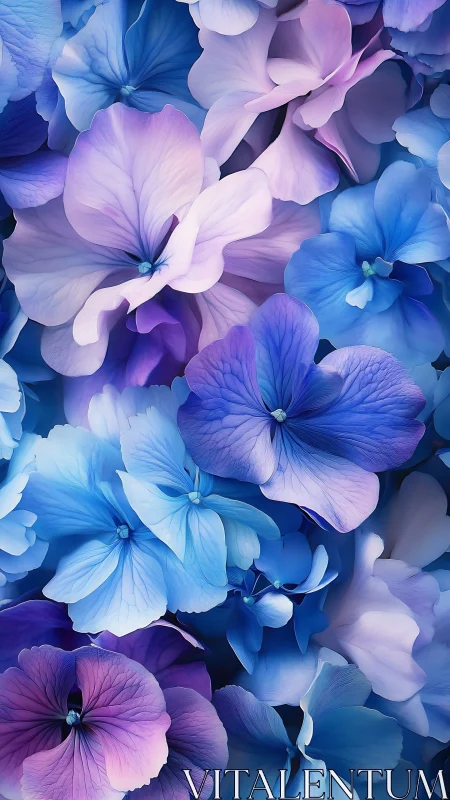 Gradient Bloom Composition. Soft petals in blue, purple, pink tones.