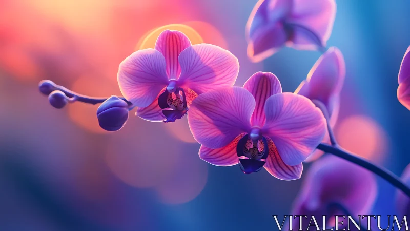 Radiant Orchids Glowing in Dreamy Warm Light.