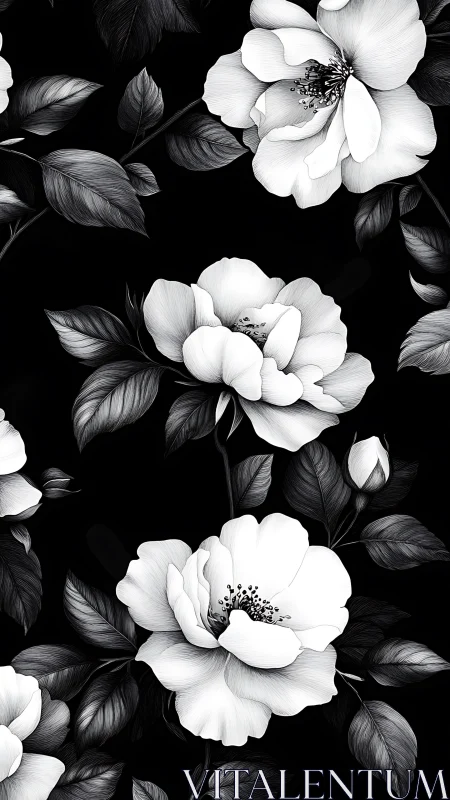 Monochrome Floral Composition with White Blooms.