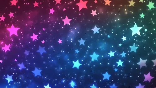 Neon starfield drifts through a dreamy, color-shifting night