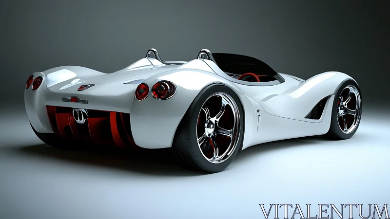 Futuristic white roadster concept rendered in studio light.