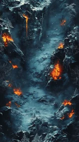 Inferno's Frozen Gateway: Where Molten Fire Meets Icy Realm.