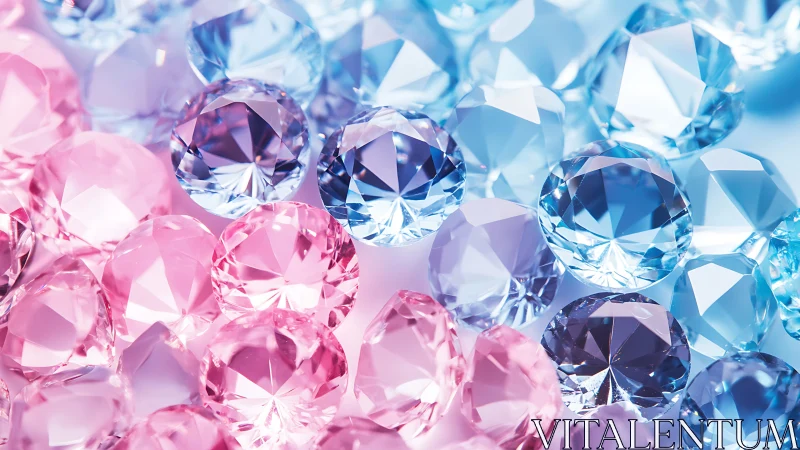 Pastel pink and blue gemstones under soft studio lighting.