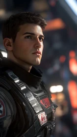 Starborn cadet watching distant wars ignite in silence.