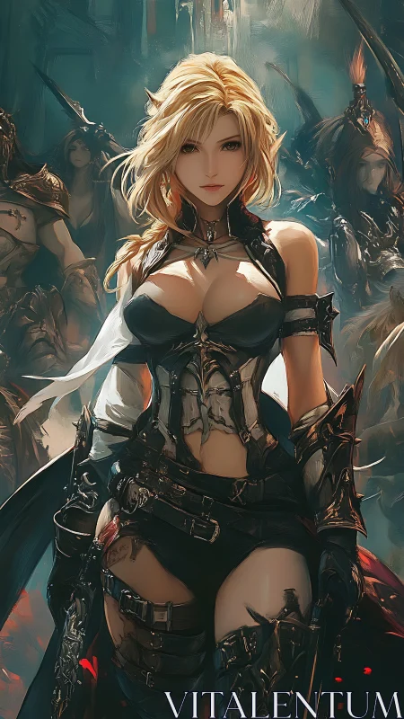 Battlefield beauty leading a fearless fantasy warband.