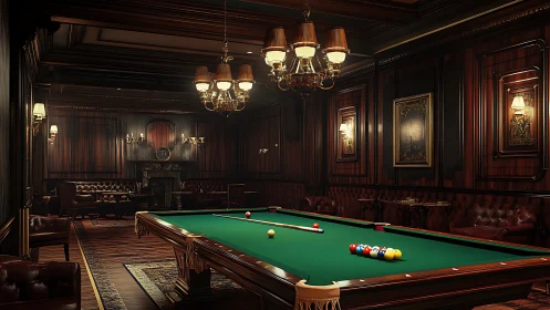 Velvet hush around emerald felt in a gentleman’s billiards sanctuary.
