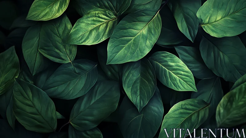 Gentle forest leaves layered in soothing emerald tones.