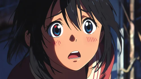 Anime girl in shock with wide eyes and open mouth.