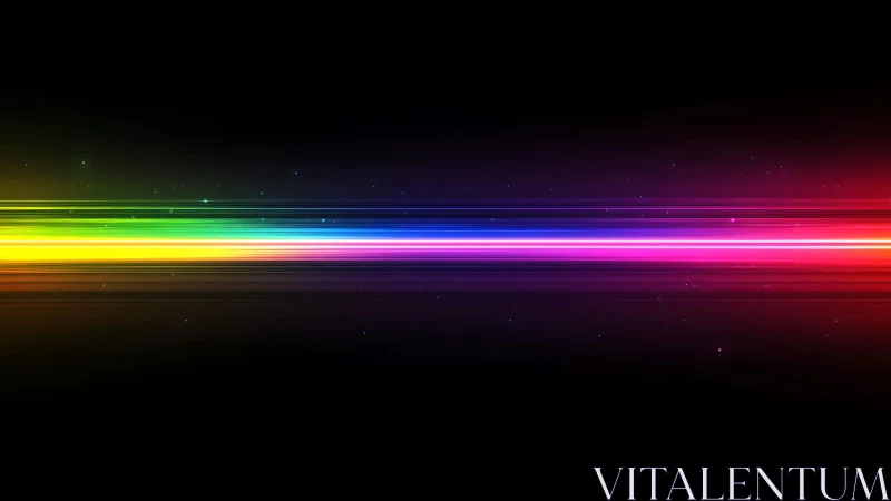 Vibrant Horizontal Rainbow Light Streaks on Black Digital Background.