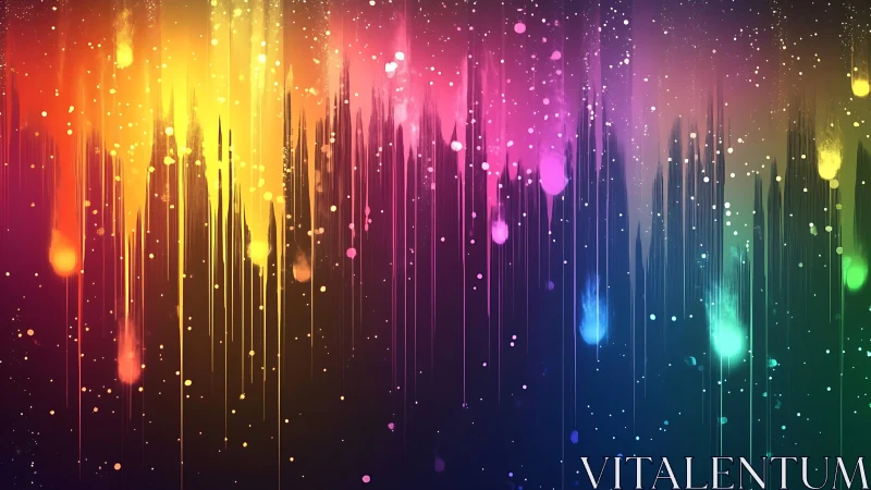 Neon spectrum drips over dark gradient soundscape.