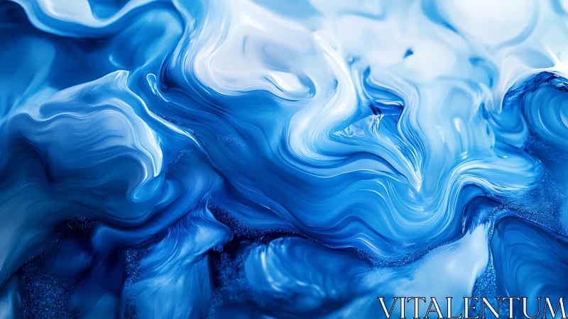Fluid blue abstract waves with glossy liquid motion.