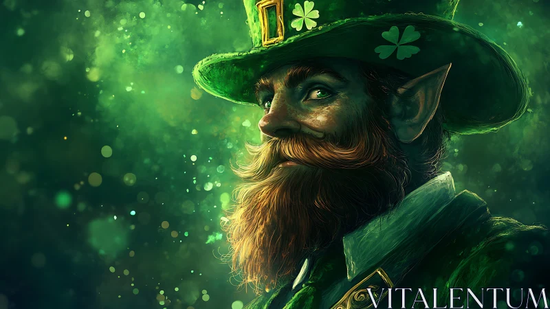 Emerald-slicked leprechaun glows under shamrock dusted light