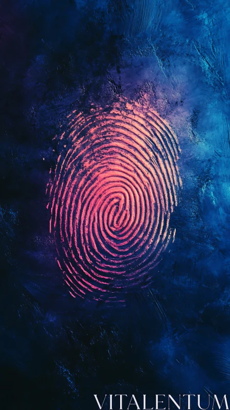 Neon fingerprint galaxy glowing against deep electric night.