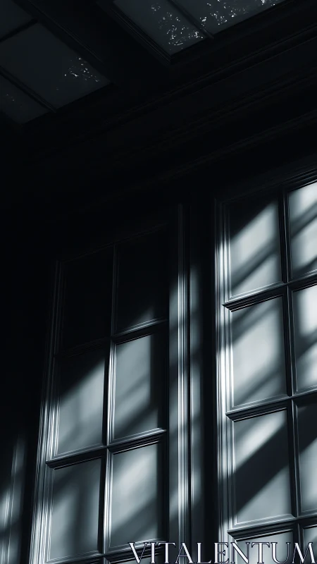 Soft light tracing quiet patterns across tall paneled walls.